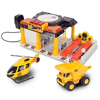 Maxx Action Lights & Sounds 3 pc Construction Garage & Two Mini Vehicles Playset