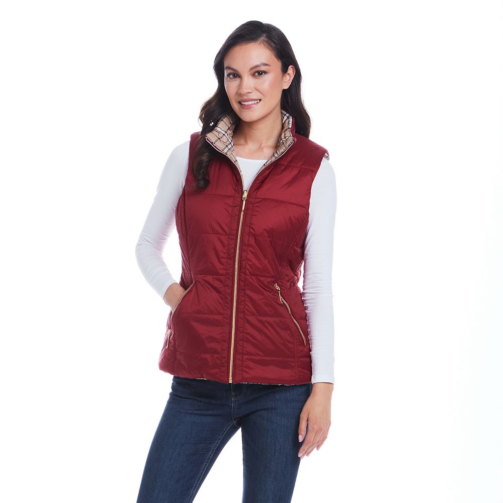 Women's Weathercast Reversible Plaid Quilted Vest