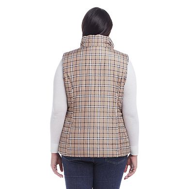 Plus Size Weathercast Reversible Plaid Quilted Vest