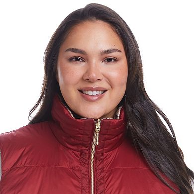 Plus Size Weathercast Reversible Plaid Quilted Vest