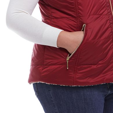 Plus Size Weathercast Reversible Plaid Quilted Vest
