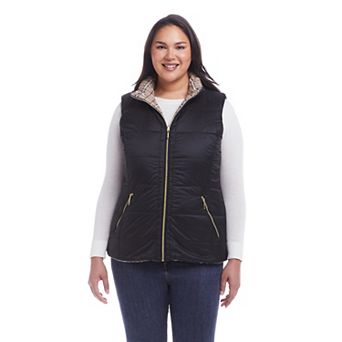 Plus Size Weathercast Reversible Plaid Quilted Vest