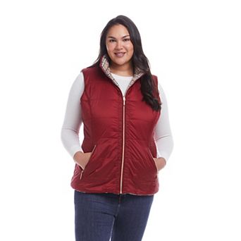 Plus Size Weathercast Reversible Plaid Quilted Vest
