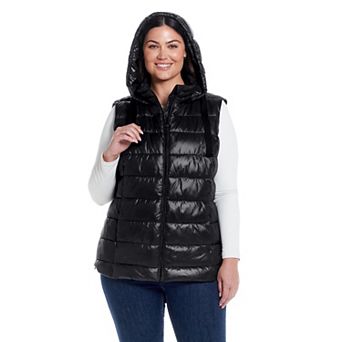 Plus Size Weathercast Hooded Puffer Vest