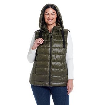 Plus Size Weathercast Hooded Puffer Vest