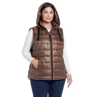 Plus Size Weathercast Hooded Puffer Vest