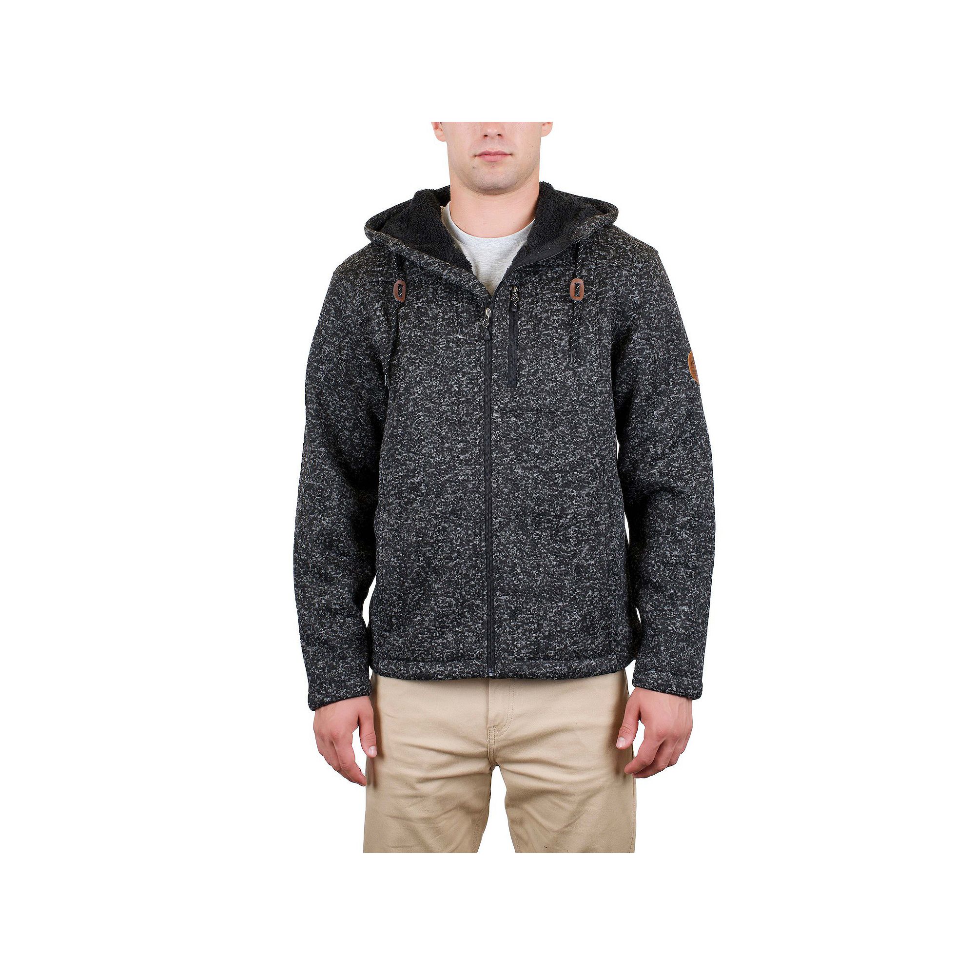 Mens Mountain and Isles Full Zip Hooded Melange Sweater Fleece Jacket, Siz