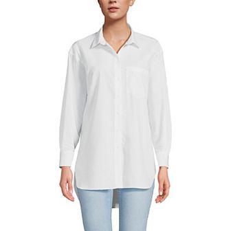 Women's Lands' End No Iron Oversized Tunic Button Down Shirt