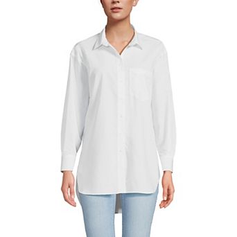 Women's Lands' End No Iron Oversized Tunic Button Down Shirt
