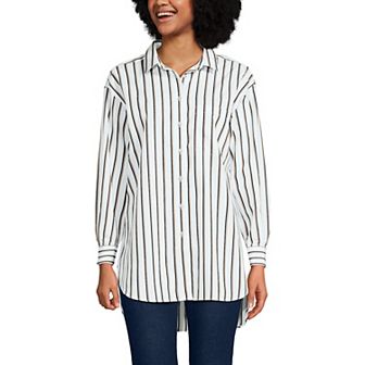Women's Lands' End No Iron Oversized Tunic Button Down Shirt