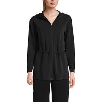 Women's Lands' End Softest Touch Zip-Up Tunic Hoodie Jacket