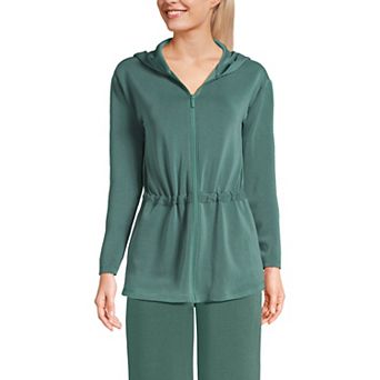 Women's Lands' End Softest Touch Zip-Up Tunic Hoodie Jacket