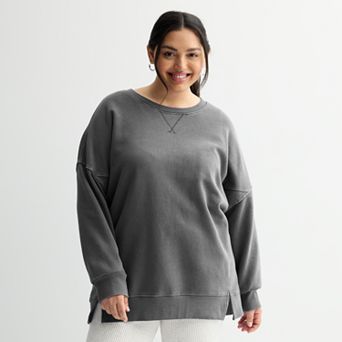 Juniors' Plus Size SO® Oversized Fleece Tunic Pullover