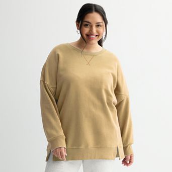 Juniors' Plus Size SO® Oversized Fleece Tunic Pullover