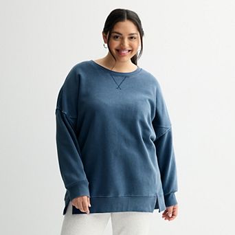 Juniors' Plus Size SO® Oversized Fleece Tunic Pullover