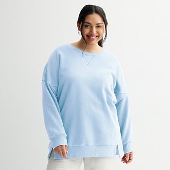 Juniors' Plus Size SO® Oversized Fleece Tunic Pullover