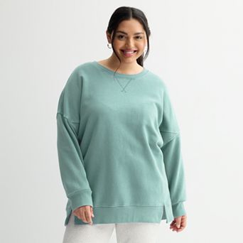 Juniors' Plus Size SO® Oversized Fleece Tunic Pullover