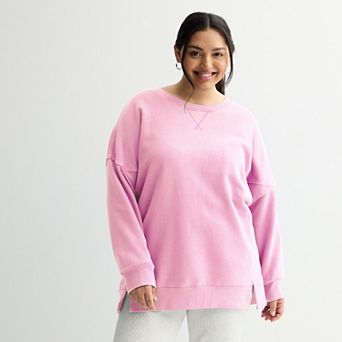 Juniors' Plus Size SO® Oversized Fleece Tunic Pullover