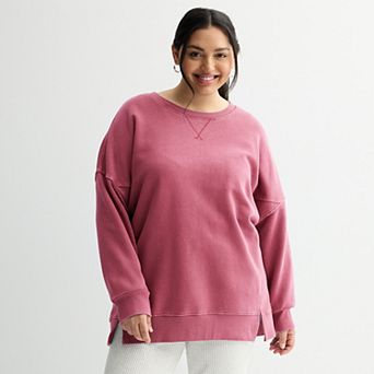 Juniors' Plus Size SO® Oversized Fleece Tunic Pullover