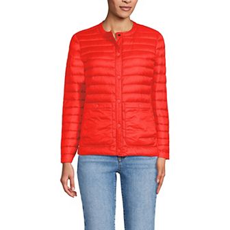 Women's Lands' End Collarless Wanderweight Down Puffer Jacket