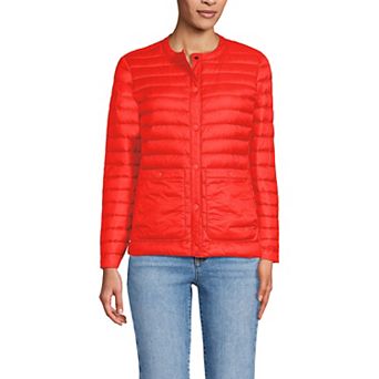 Women's Lands' End Collarless Wanderweight Down Puffer Jacket