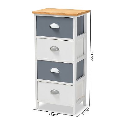 Baxton Studio Calandra 4-Drawer Storage Unit