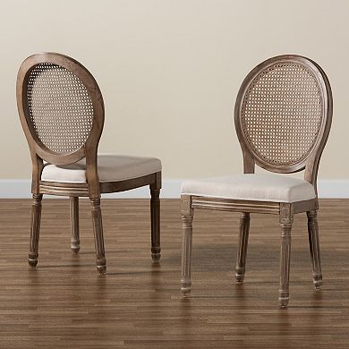 Baxton Studio Louis Rattan Dining Chair 2-piece Set