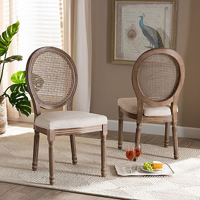 Baxton Studio Louis Rattan Dining Chair 2-piece Set