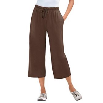 Woman Within Plus Size Petite Sport-Knit Pull-On Capri Pants