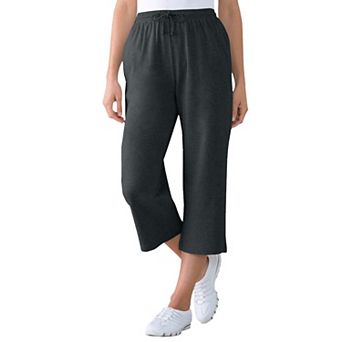 Woman Within Plus Size Petite Sport-Knit Pull-On Capri Pants