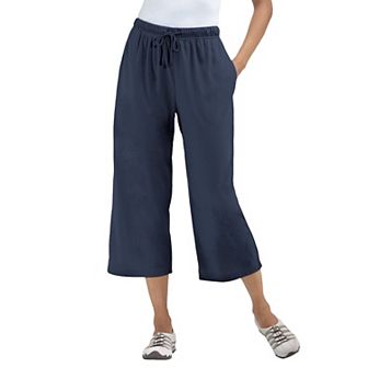 Woman Within Plus Size Petite Sport-Knit Pull-On Capri Pants