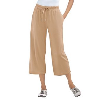 Woman Within Plus Size Petite Sport-Knit Pull-On Capri Pants