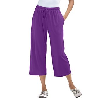 Woman Within Plus Size Petite Sport-Knit Pull-On Capri Pants