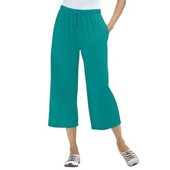 Woman Within Plus Size Petite Sport-Knit Pull-On Capri Pants