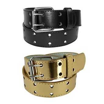 Ctm Kid's Leather Two Hole Jean Belt (pack Of 2 Colors)