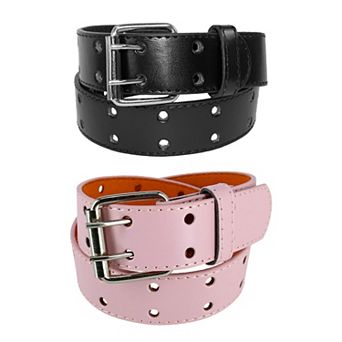 Ctm Kid's Leather Two Hole Jean Belt (pack Of 2 Colors)