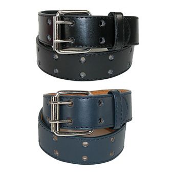 Ctm Kid's Leather Two Hole Jean Belt (pack Of 2 Colors)