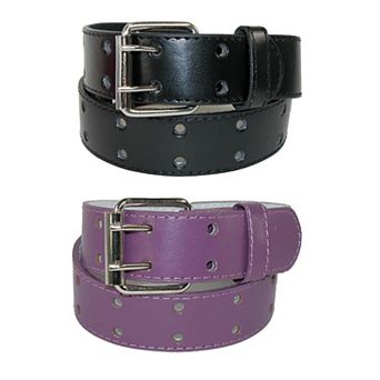 Ctm Kid's Leather Two Hole Jean Belt (pack Of 2 Colors)