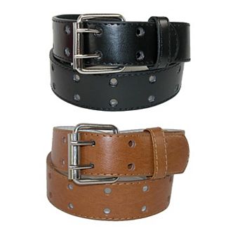 Ctm Kid's Leather Two Hole Jean Belt (pack Of 2 Colors)