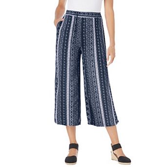 Woman Within Plus Size Pull-On Elastic-Waist Soft Capri