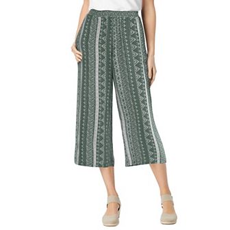 Woman Within Plus Size Pull-On Elastic-Waist Soft Capri