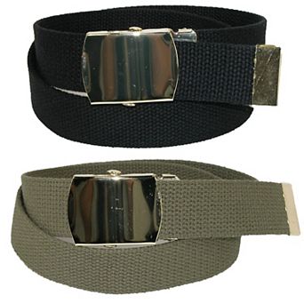 Ctm Kid's Cotton Belt With Brass Military Buckle (pack Of 2 Colors)