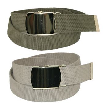 Ctm Kid's Cotton Belt With Brass Military Buckle (pack Of 2 Colors)