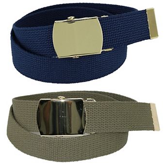 Ctm Kid's Cotton Belt With Brass Military Buckle (pack Of 2 Colors)