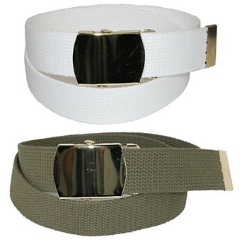 Ctm Kid's Cotton Belt With Brass Military Buckle (pack Of 2 Colors)
