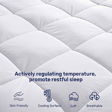 Unikome Soft Non-slip Quilted Cooling Mattress Pad Deep Pocket Fits 15-18 Inch Mattress