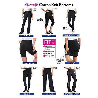 Woman Within Plus Size Petite Stretch-Cotton Knit Pull-On Capri Leggings