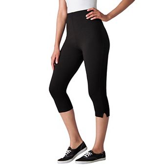 Woman Within Plus Size Petite Stretch-Cotton Knit Pull-On Capri Leggings
