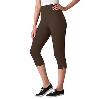 Woman Within Plus Size Petite Stretch-Cotton Knit Pull-On Capri Leggings