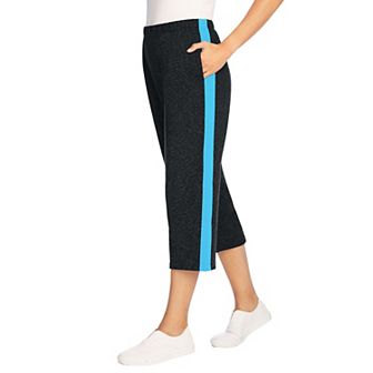 Woman Within Plus Size Petite Side-Stripe Cotton French Terry Capri